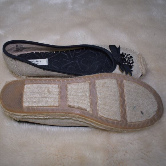 Simply Vera Wang Espadrilles Flats Beige Black Embellished Slip-On Size 7.5 - Picture 7 of 12